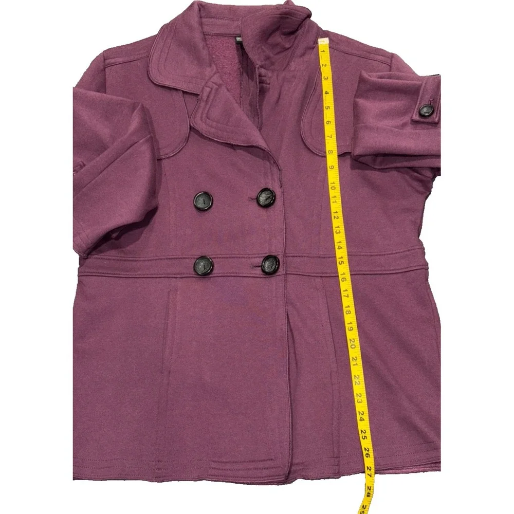 Purple Double-Breasted Pea Coat Jacket by Nomadic Trader Large Plum Mid‎ Length